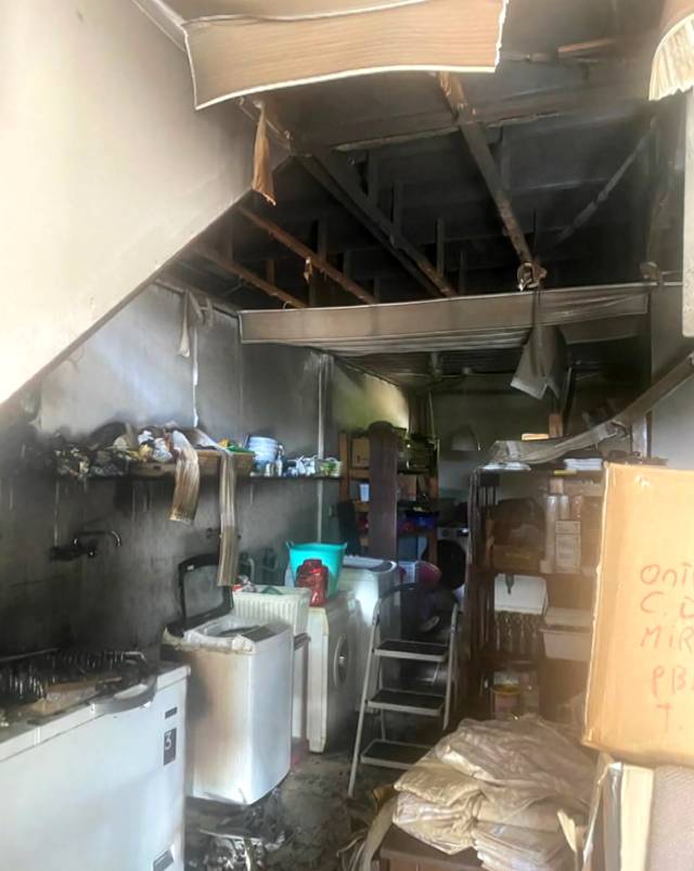 Foto van ruimte waar brand was.